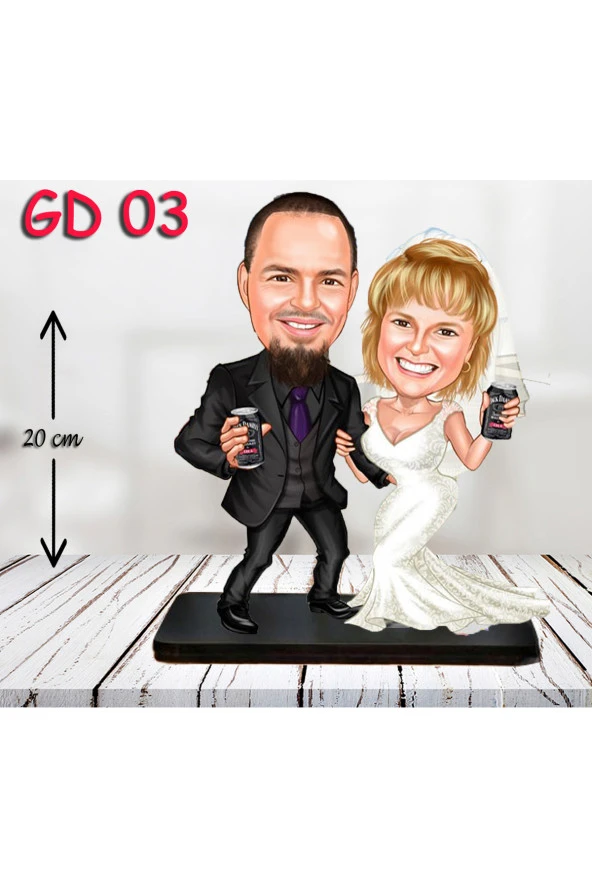 Özcan Tasarım Kişiye Özel Ahşap Biblo - Gelin ve Damat Biblo 3 ( 3D Biblo ) ürün görseli 1