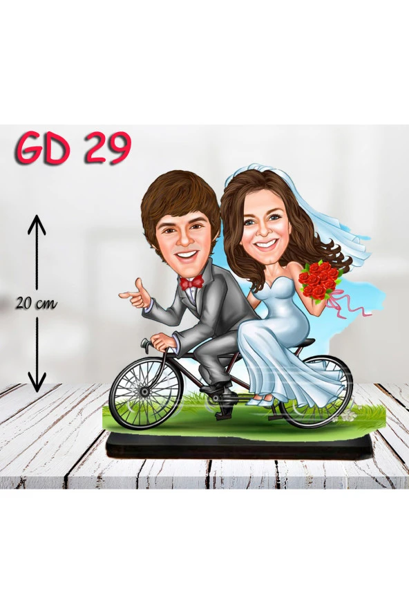 Özcan Tasarım Kişiye Özel Ahşap Biblo - Gelin Damat Biblo 10 ( 3D Biblo ) ürün görseli 1
