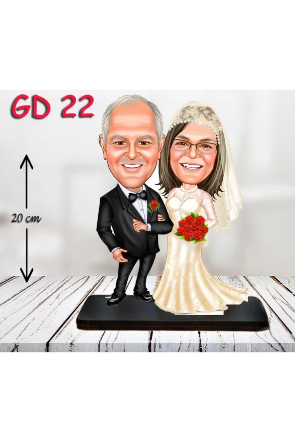 Özcan Tasarım Kişiye Özel Ahşap Biblo - Gelin Damat Biblo 3 ( 3D Biblo ) ürün görseli 1