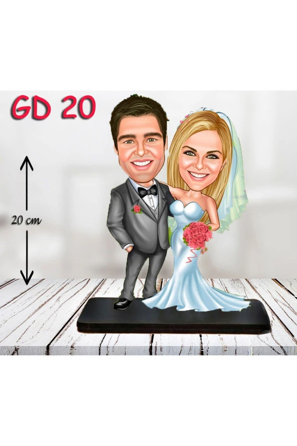 Özcan Tasarım Kişiye Özel Ahşap Biblo - Gelin Damat Biblo ( 3D Biblo ) ürün görseli 1