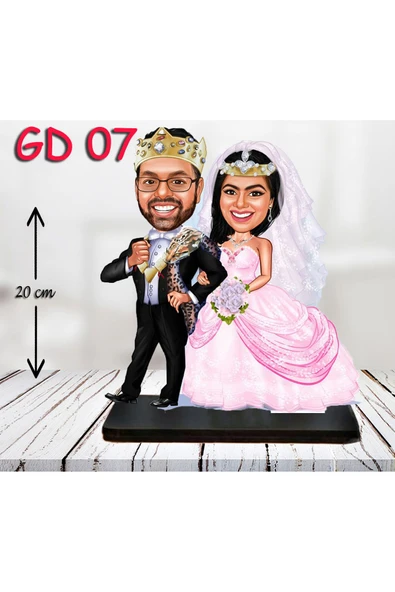 Özcan Tasarım Kişiye Özel Ahşap Biblo - Gelin ve Damat Biblo 7 ( 3D Biblo ) ürün görseli 1