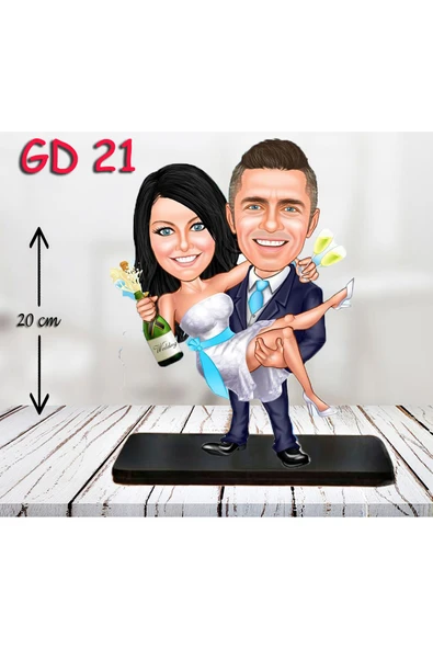 Özcan Tasarım Kişiye Özel Ahşap Biblo - Gelin Damat Biblo 2 ( 3D Biblo ) ürün görseli 1