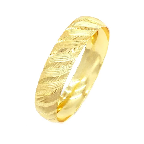 Altın Kaplama Dalgalı Yan Çizgili 1.5 cm Bilezik BLZ-3077 ürün görseli 1