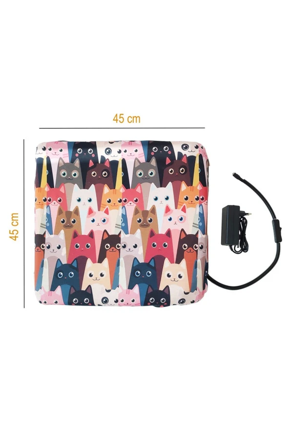 Powertec Kedi Minderi Isıtmalı Model 45x45cm 16v Adaptörlü - Resim 3