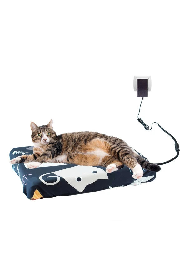 Powertec Kare Isıtmalı Silinebilir Kedi Köpek Yatağı 45x45x5 Cm Karışık Renkler Yıkama Garantili ürün görseli 1