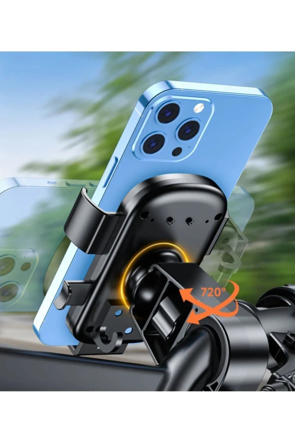 resolut Otomatik kilitli gidon bağlantılı motorsiklet telefon tutucu 4.7-7.2 inç arası telefonlara uyumlu ürün görseli 1