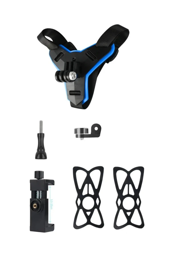Powertec Ayarlanabilir Telefon ve Aksiyon Kamera Uyumlu Kask Çene Bağlantı Aparatı Yedek Lastiklidir ürün görseli 1