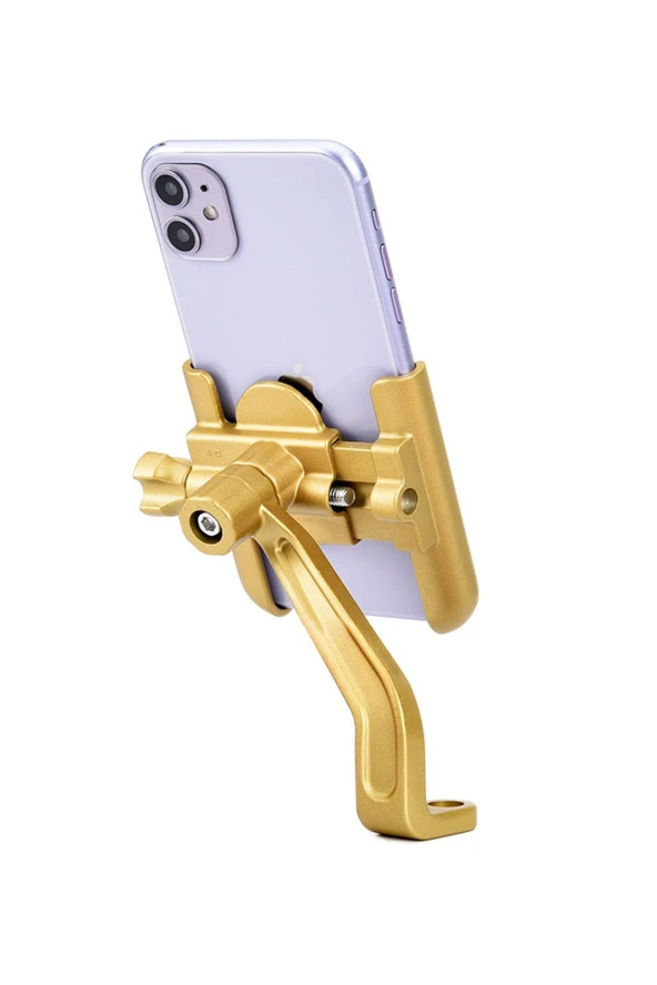 SUPORTE Alüminyum Gövdeli Ayna Bağlantılı Gold Renk Motosiklet Bisiklet Açık Telefon Tutucu ürün görseli 1