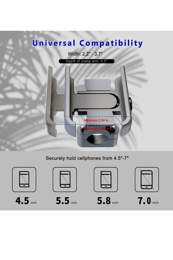 Powertec Alüminyum Gövdeli Gidon Bağlantılı Full metal Motosiklet-bisiklet Telefon Tutucu Gri ürün görseli 1
