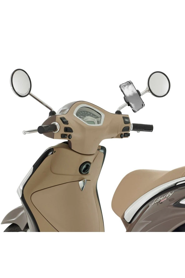 Powertec Piaggio Uyumlu Ayna Bağlantılı Telefon Tutucu Black ürün görseli 1