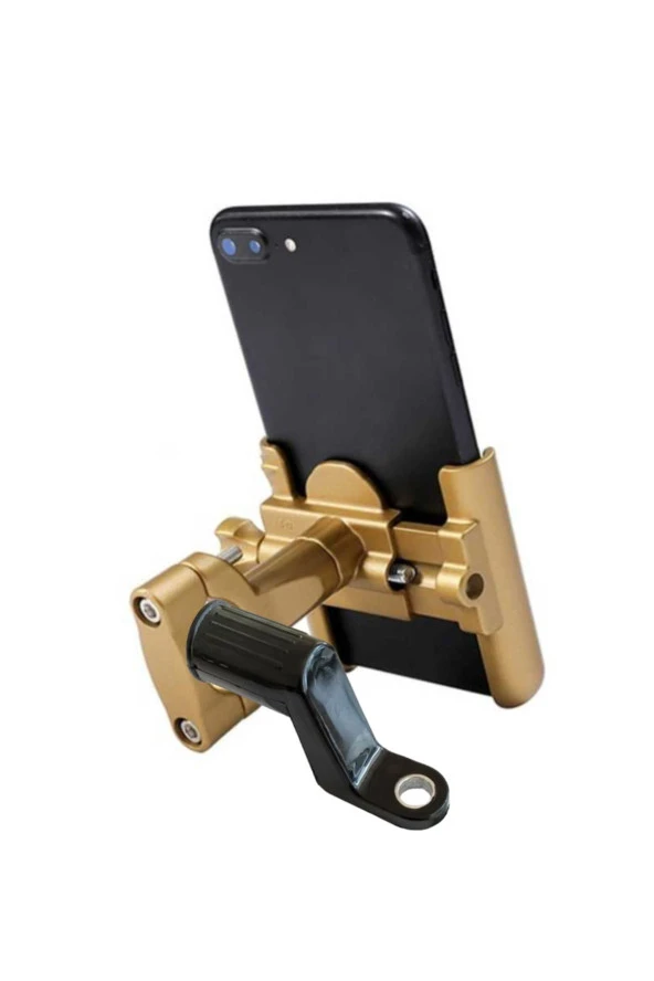 Powertec Gidon Ve Ayna Bağlantılı Alüminyum Gövdeli Gold Renk Motosiklet-bisiklet Telefon Tutucu ürün görseli 1