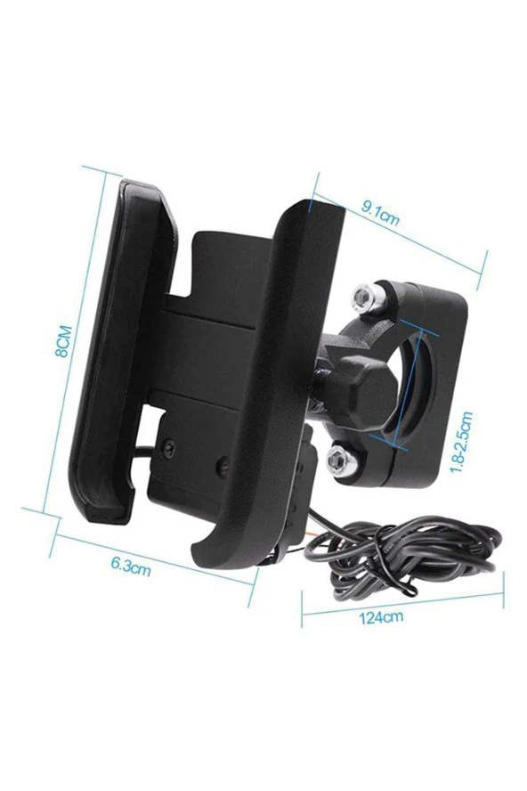 Powertec Motosiklet Telefon Tutucu Usb Şarjlı Alüminyum Alaşım Gidon Ve Ayna Bağlantılı ürün görseli 1