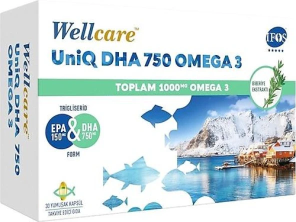 Wellcare Uniq DHA 750 Omega 3 30 Kapsül ürün görseli 1