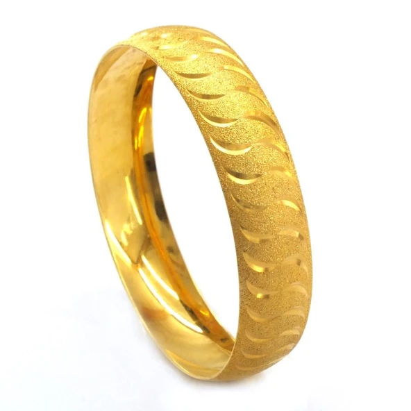 Altın Kaplama Simli Çizgili 1.5 cm Bilezik BLZ-3056 ürün görseli 1