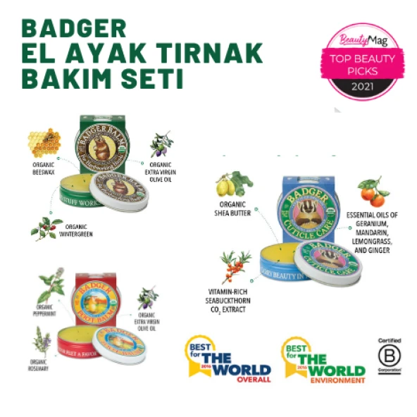 BADGER EL AYAK ve TIRNAK BAKIMI ÜÇLÜ SET 21 gr / 21 gr / 21 gr ürün görseli 1