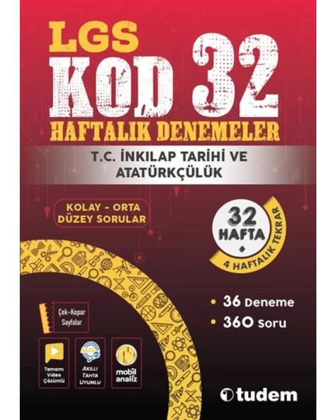LGS T.C. İNKILAP TARİHİ VE ATATÜRKÇÜLÜK KOD 32-HAFTALIK DENEME ürün görseli 1