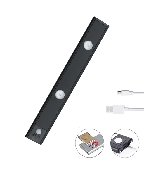 Siyah Sensörlü, Mıknatıslı -3 Işık Renkli / USB Şarjlı Armatür ürün görseli 1