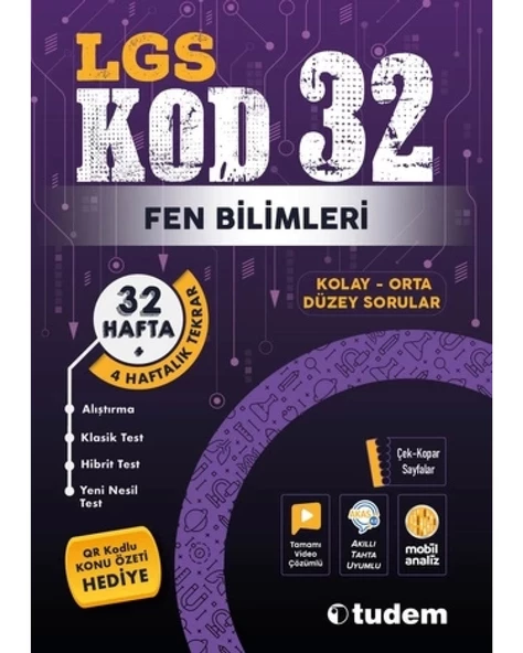 LGS 8. SINIF KOD32 FEN BİLİMLERİ SORU BANKASI VİDEO ÇÖZÜMLÜ ürün görseli 1