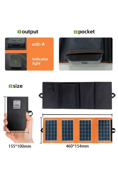 KESEROĞLU Güneş Paneli Usb Girişli Katlanır Çanta Tipi ürün görseli 1