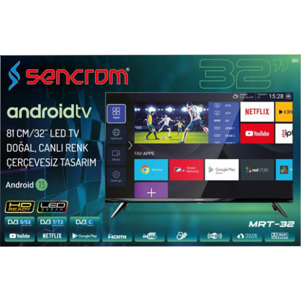 Sencrom 32" 81 Ekran Android LED TV Android 13 ürün görseli 1
