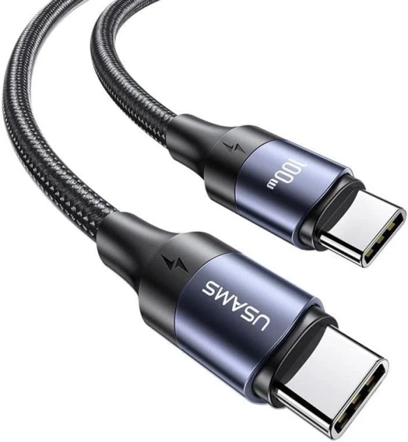 Usams Örgülü 1.2 Metre Type-C to Type-C 100w 5A Pd Hızlı Şarj ve Data Kablosu ürün görseli 1