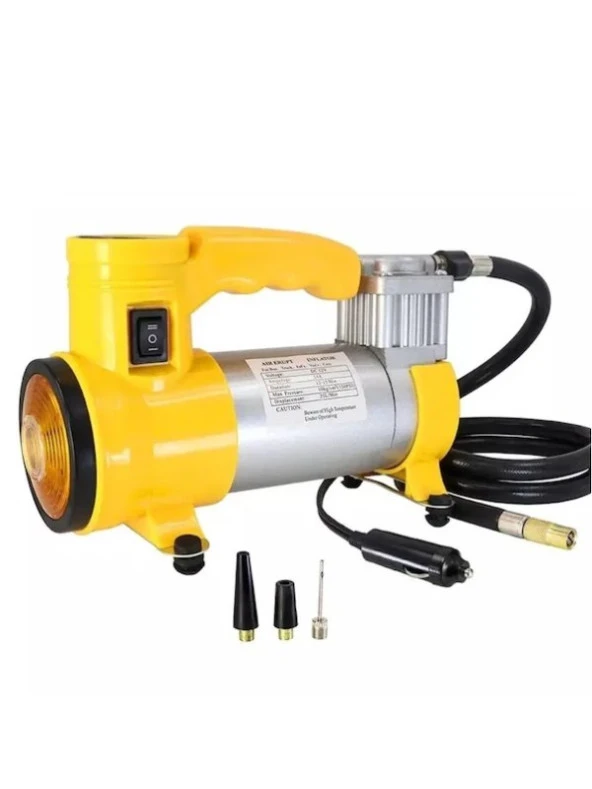 12 Volt 140 Psı Lastik Pompası Çelik Kasa Fenerli Hava Kompresörü Araç Çakmaklık Lastik Şişirme ürün görseli 1