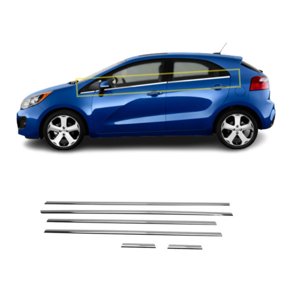 Kia Rio Hb Uyumlu Kasa Krom Cam Çıtası 6 Parça ( 2011-2017  )Paslanmaz Çelik ürün görseli 1