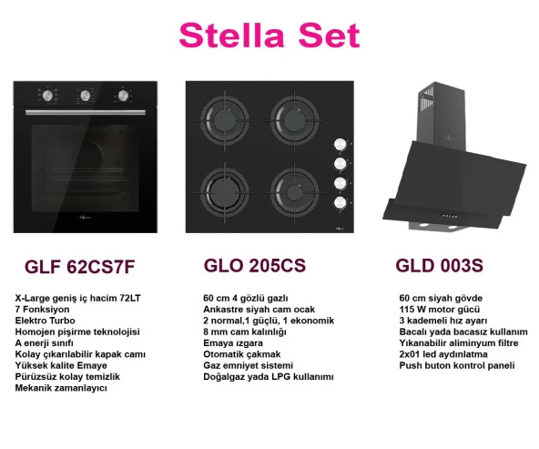Gl General Stella Ankastre Set Siyah - Resim 2