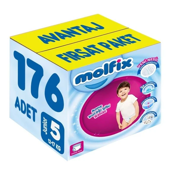 Molfix Külot Bebek Bezi 5 Beden 12-17 KG Junior 176 Adet Avantaj Fırsat Pk ürün görseli 1