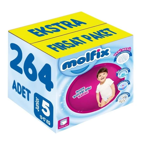 Molfix Külot Bebek Bezi 5 Beden 12-17 KG Junior 264 Adet Ekstra Fırsat Pk ürün görseli 1