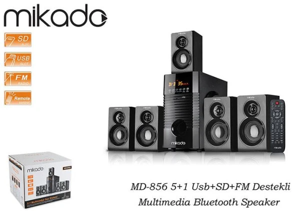 Mikado Md-856 5+1 Usb+Sd+Fm Destekli Multimedia Bluetooth Speaker - Resim 2