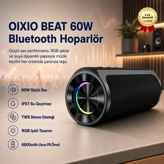 HZL BEAT 60W Su Geçirmez ipx7 Bluetooth AUX Sd Card Usb Yüksek Ses Kaliteli Hoparlör RGB Speaker ürün görseli 1