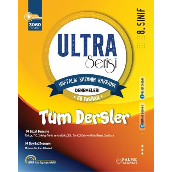 Palme Yayınevi 8.Sınıf Tüm Dersler Ultra Serisi Haftalık Kazanım Kavrama Denemeleri 68 Fasikül ürün görseli 1