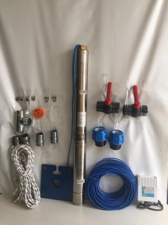 4SDM6/20 3 HP ALARKO 35 MT YASSI KABLOLU VE PANOLU 70 MT HALATLI ÇİFT VANALI AKITMA BAŞLIKLI MONOFAZE TAKIM DALGIÇ POMPA ürün görseli 1