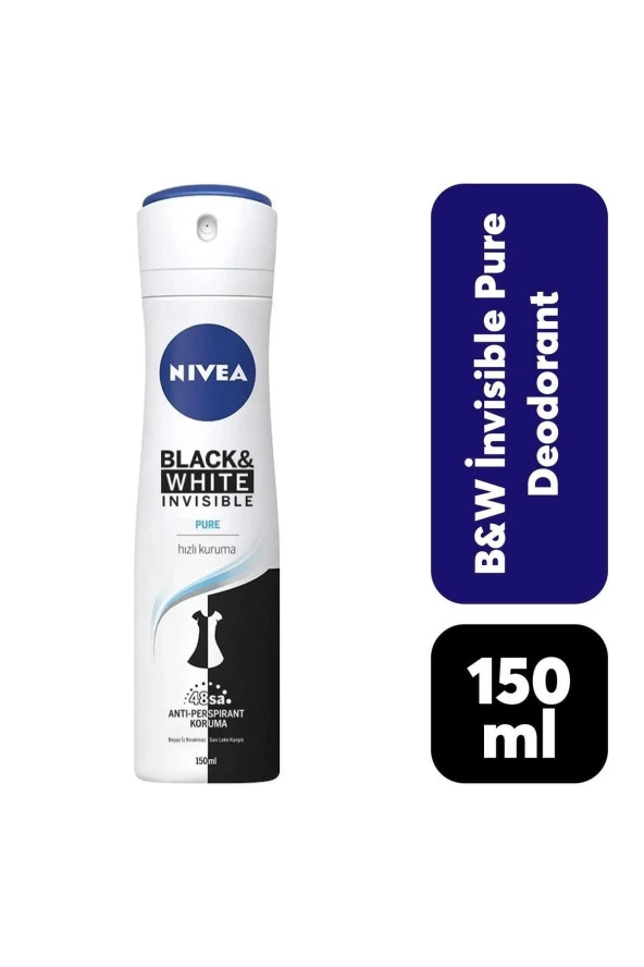NIVEA DEO BAYAN SPREY PURE INVISIBLE 150 ML ürün görseli 1