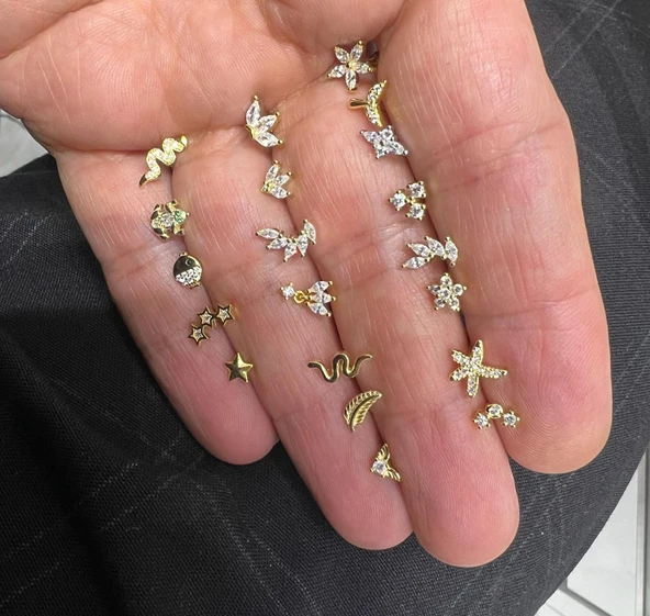 925 Ayar Gümüş Tragus Piercing - Resim 5