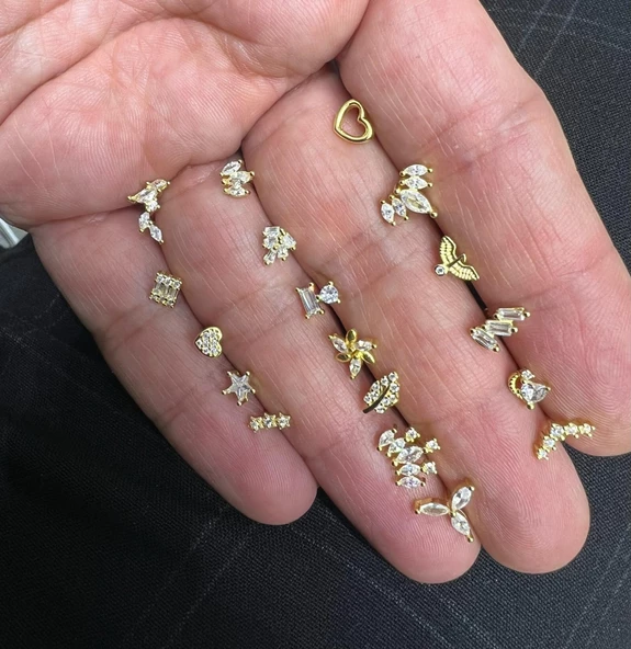 925 Ayar Gümüş Tragus Piercing - Resim 2