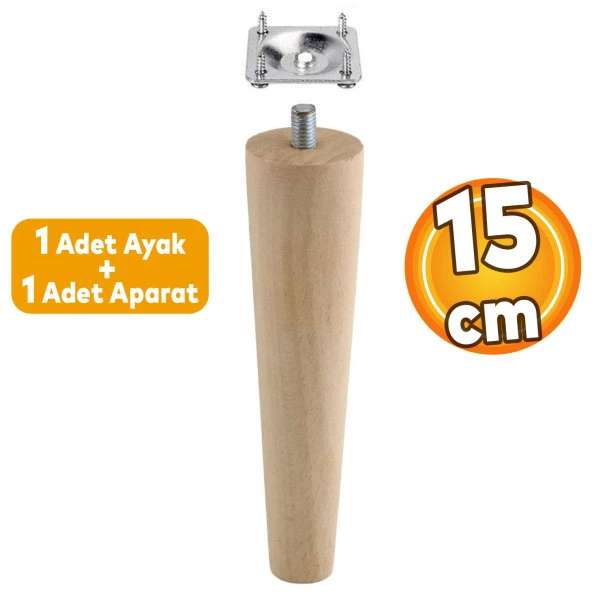 Ahşap Mobilya Koltuk Kanepe Tv Ünitesi Sehpa Ayağı Ayakları M8 Civatalı 15 cm + Bağlantı Aparatlı ürün görseli 1