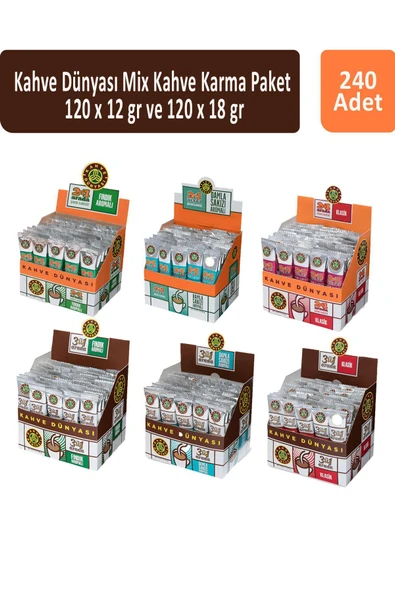 Kahve Dünyası Mix Kahve Karma Paket 120 x 12 gr ve 120 x 18 gr ürün görseli 1
