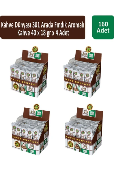 Kahve Dünyası 3ü1 Fındık Aromalı Kahve 40 x 18 gr x 4 Adet ürün görseli 1