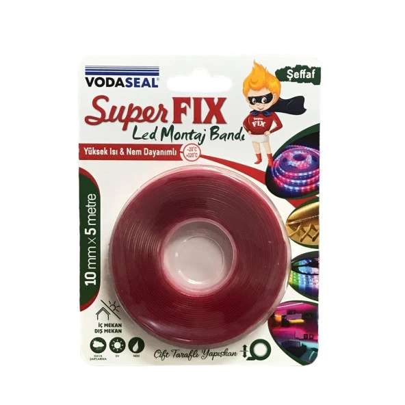 Vodaseal Çift Taraflı Led Montaj Bantı Şeffaf 10 mm x 5 mt ürün görseli 1