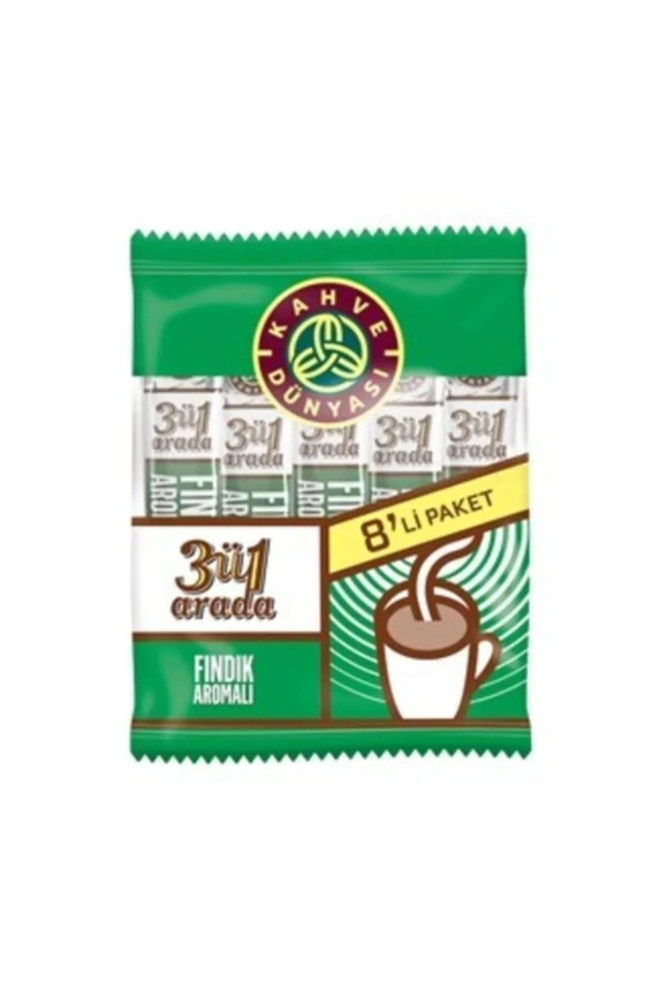 Kahve Dünyası 3ü1 Fındık Aromalı Kahve 8 x 18 gr ürün görseli 1