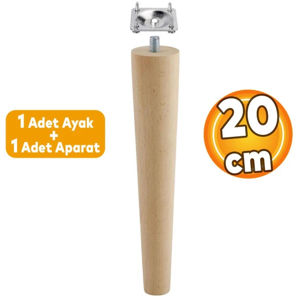 Ahşap Mobilya Koltuk Kanepe Sehpa Masa Ayağı Ayakları M8 Civatalı 20 cm + Bağlantı Aparatlı ürün görseli 1