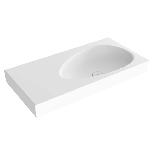 Bocchi Etna Etajer Uyumlu Parlak Beyaz Lavabo 90x45 Cm 1115-001-0125 ürün görseli 1
