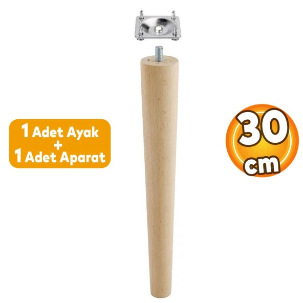 Ahşap Sehpa Masa Puf Tabure Tv Ünitesi Ayağı Ayakları M8 Civatalı 30 Cm Bağlantı Aparatlı ürün görseli 1