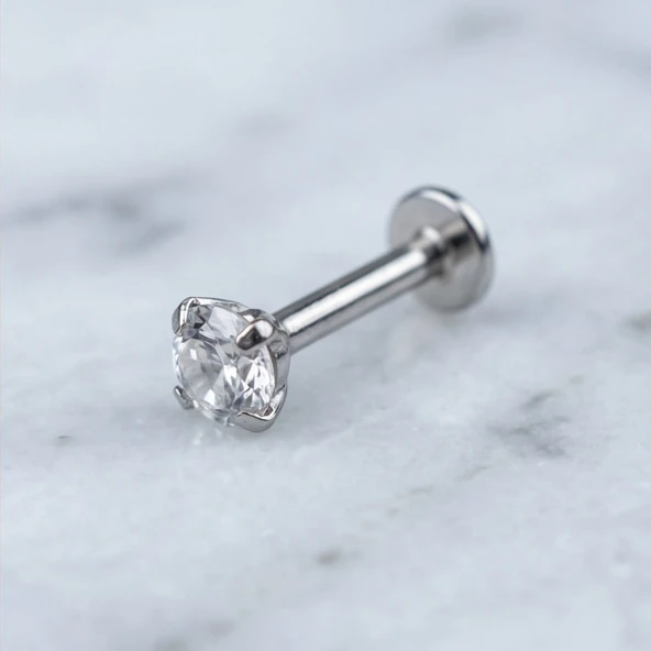 316L Çelik Zirkon Taşlı  Piercing PRC-204 ürün görseli 1