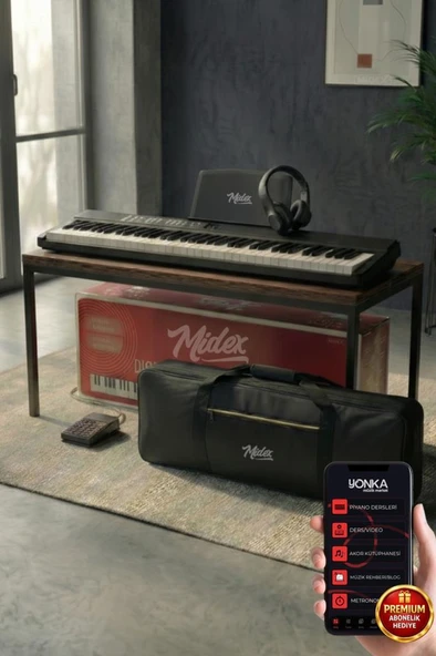 Midex PLX-80BK-H Taşınabilir Katlanır Dijital Piyano Tuş Hassasiyetli 88 Tuş BT (Sustain Kulaklık Çanta Metod) ürün görseli 1