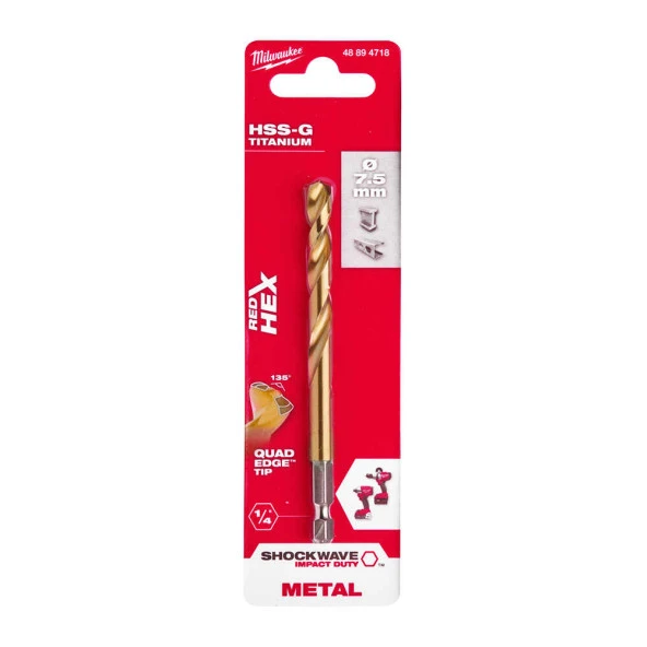 Milwaukee 7.5x 110 MM HSS-G Hex Girişli Metal Matkap Ucu 48894718 ürün görseli 1