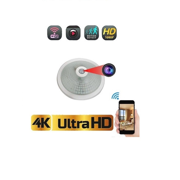 kamera online 4k Wifi Sensörlü Tavan Armatürü Gizli Video Kamera 7/24 Canlı Izleme Kayıt ürün görseli 1