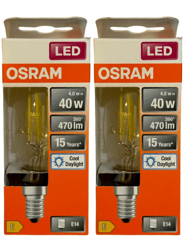 Osram 4W (40W) 6500K (Beyaz Işık) E14 Duylu Eski Tip Görünümlü Led Ampul (2 Adet) ürün görseli 1